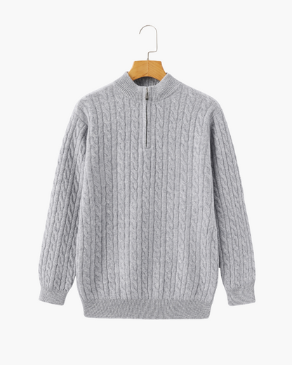 Pull demi-zip 100 % cachemire