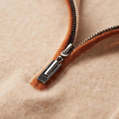 Polo zippé 100 % cachemire