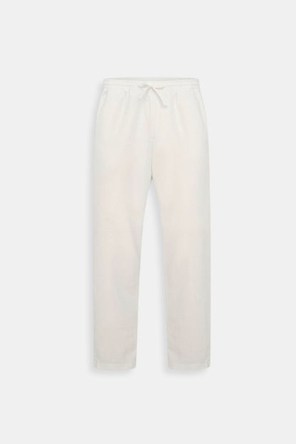 Pantalon à cordon de serrage en mélange de coton et de lin