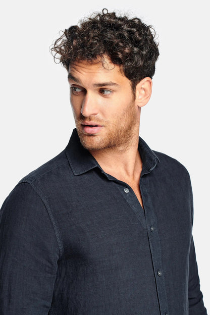 Imperial - Chemise en lin bleu marine